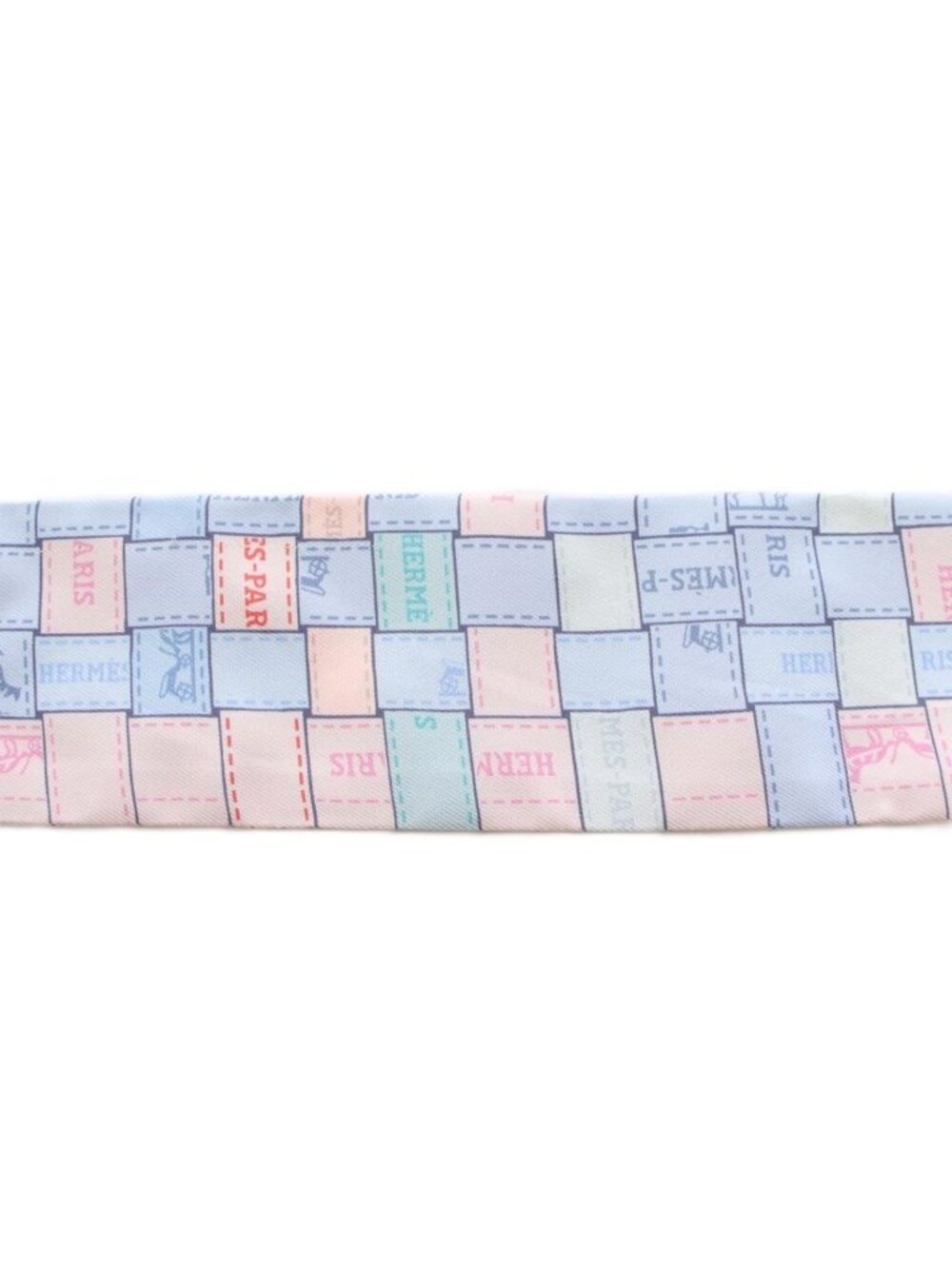 ★SOLD★ Hermes Bolduc Au Carre Scarf Ribbon Silk Light Blue Pink YT - Picture 5 of 5